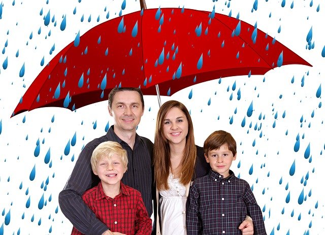 déšť nad rodinou